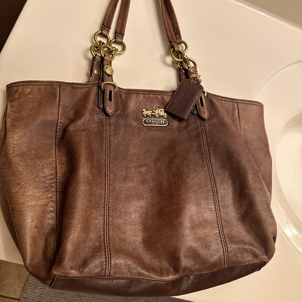 Vintage Coach Gallery Tote in brown leather